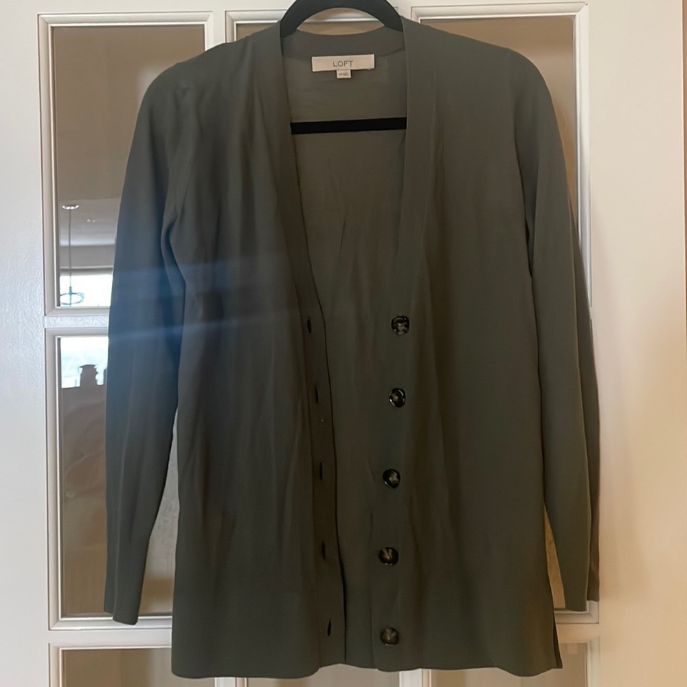Olive Green Loft Cardigan XS